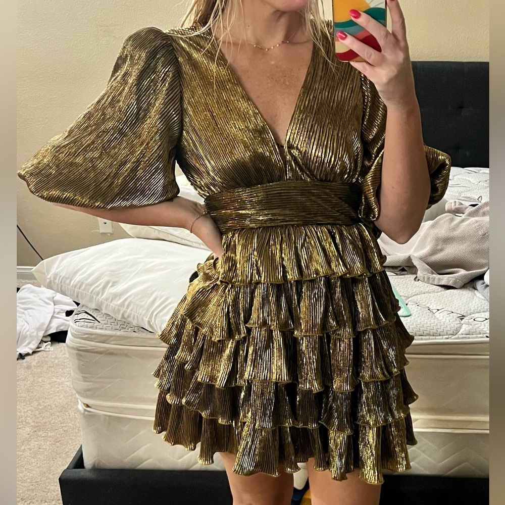 Holiday gold vici dress